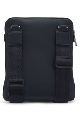 Envelope bag in faux leather with embossed logo, Dark Blue