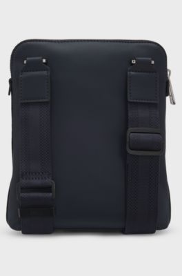 Envelope bag in faux leather with embossed logo, Dark Blue