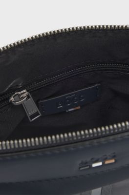 Envelope bag in faux leather with embossed logo, Dark Blue