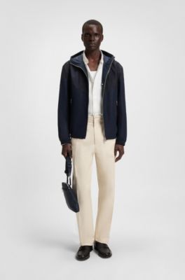 Envelope bag in faux leather with embossed logo, Dark Blue