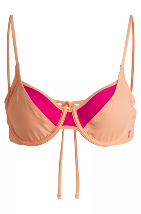 Padded two-tone bikini top with layered design