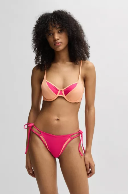 Padded two-tone bikini top with layered design