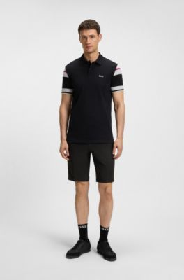 Slim-fit shorts in water-repellent stretch fabric, Black