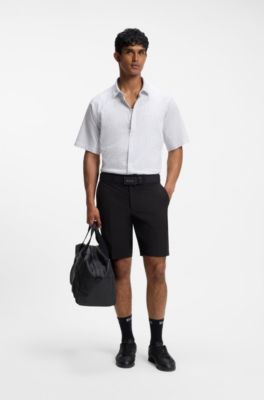 Slim-fit shorts in water-repellent stretch fabric, Black