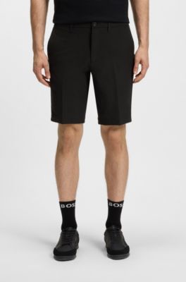 Short Slim en tissu stretch d&eacute;perlant, Noir