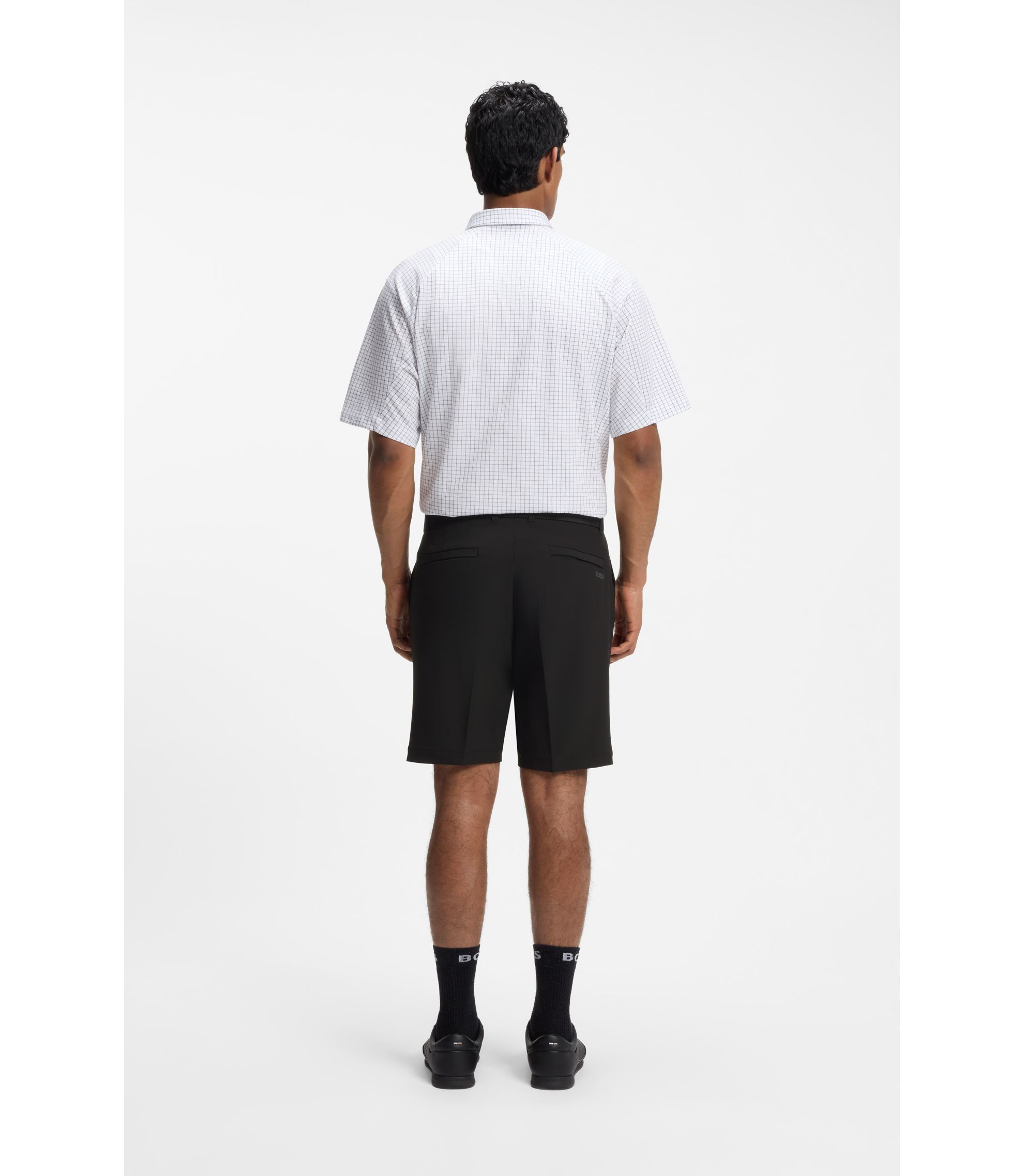 BOSS - スリムフィット ショートパンツ はっ水ストレッチファブリック
