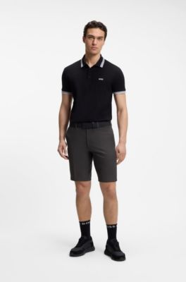 BOSS 黒 ショートパンツ ウエストゴム　新品　タグなし BOSS - スリムフィット ショートパンツ はっ水ストレッチファブリック