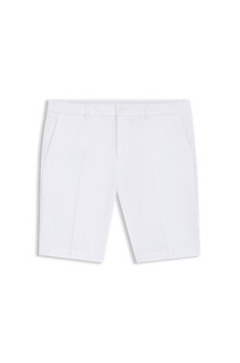 Boss Uomo Bianco Bermuda Slim Fit In Tessuto Elasticizzato Idrorepellente