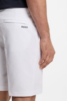 Bermuda slim fit in tessuto elasticizzato idrorepellente, Bianco