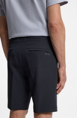 Slim-fit shorts van waterafstotend stretchmateriaal, Donkerblauw