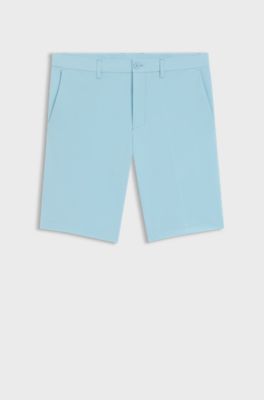 Bermuda slim fit in tessuto elasticizzato idrorepellente, Celeste