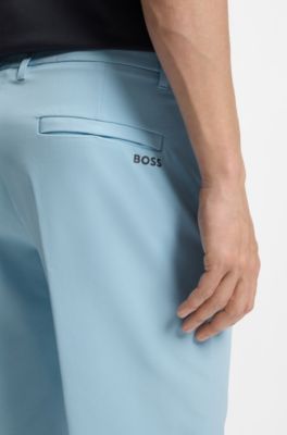 Bermuda slim fit in tessuto elasticizzato idrorepellente, Celeste