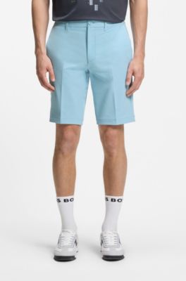 Bermuda slim fit in tessuto elasticizzato idrorepellente, Celeste