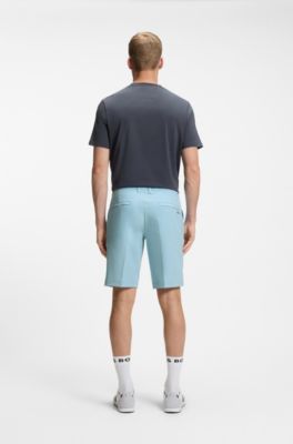 Bermuda slim fit in tessuto elasticizzato idrorepellente, Celeste