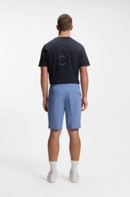 Short Slim en tissu stretch d&eacute;perlant, bleu clair
