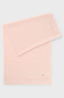 Transparent scarf with logo charm, light pink