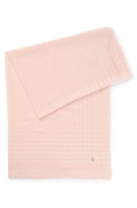 Transparent scarf with logo charm, light pink