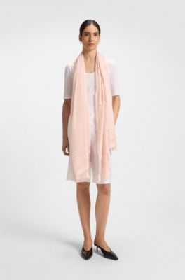 Transparent scarf with logo charm, Light Pink