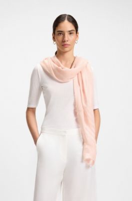 Transparent scarf with logo charm, Light Pink