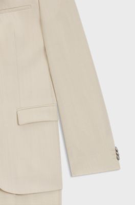 Extra-slim-fit suit in a melange wool blend, Light Beige