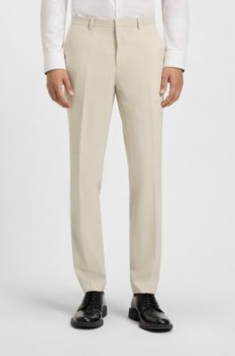 Extra-slim-fit suit in a melange wool blend, Light Beige
