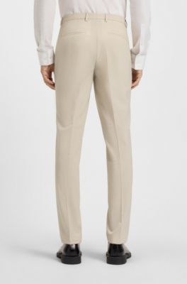 Extra-slim-fit suit in a melange wool blend, Light Beige
