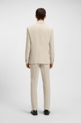 Extra-slim-fit suit in a melange wool blend, Light Beige