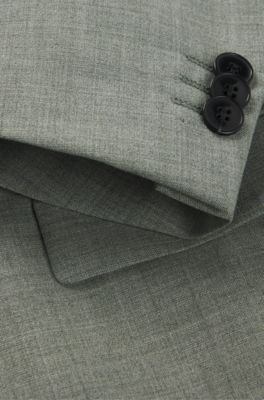 Extra-slim-fit suit in a melange wool blend, Light Green