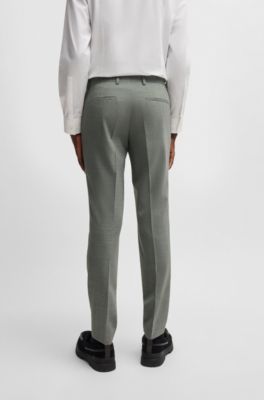 Extra-slim-fit suit in a melange wool blend, Light Green