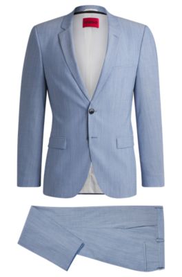 Extra-slim-fit suit in a melange wool blend, Light Blue