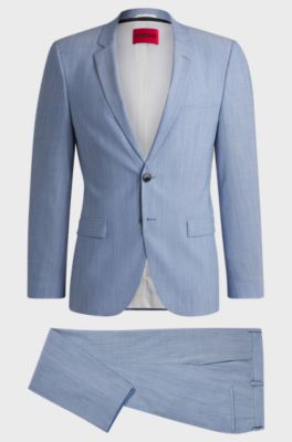 Extra-slim-fit suit in a melange wool blend, Light Blue