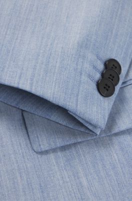 Extra-slim-fit suit in a melange wool blend, Light Blue