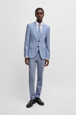 Extra-slim-fit suit in a melange wool blend, Light Blue