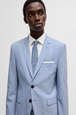 Costume Extra Slim en laine m&eacute;lang&eacute;e chin&eacute;e, bleu clair