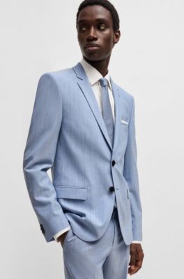 Extra slim-fit pak van een gem&ecirc;leerde wolmix, Lichtblauw