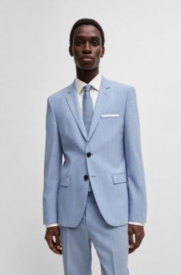 Extra-slim-fit suit in a melange wool blend, Light Blue