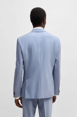 Extra-slim-fit suit in a melange wool blend, Light Blue