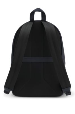 Faux-leather backpack with textured trim, Dark Blue