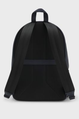 Faux-leather backpack with textured trim, Dark Blue