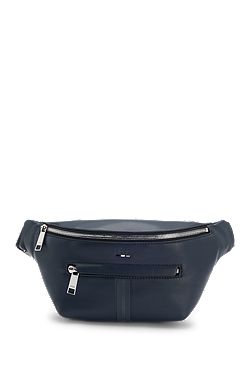 Faux-leather belt bag with textured trim