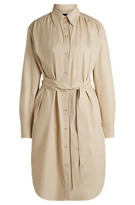 Belted shirt dress in cotton poplin