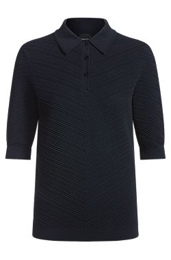 Structured knit sweater with polo collar