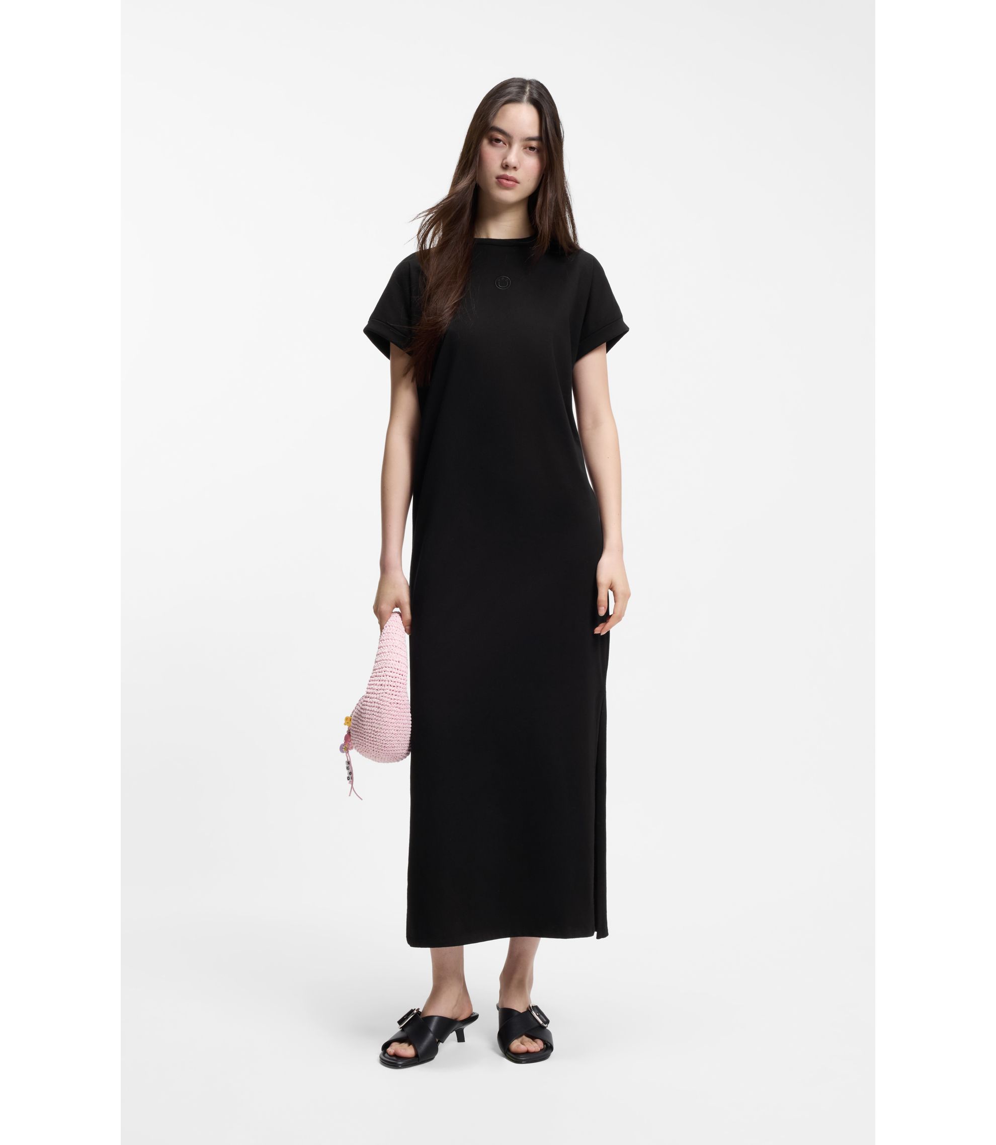 T-Shirt-Kleid aus Baumwoll-Jersey mit Happy HUGO Logo