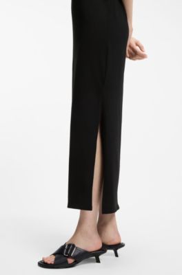 Cotton-jersey T-shirt dress with Happy HUGO logo, Black