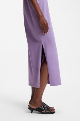 Cotton-jersey T-shirt dress with Happy HUGO logo, Purple
