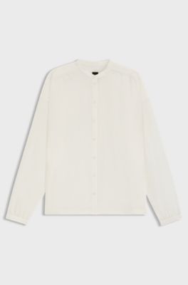Camicetta relaxed fit in voile di cotone, Colore neutro