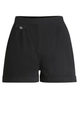 피치 스트레치 코튼 A라인 쇼츠, 블랙