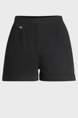 Short in A-lijn van zachte stretchkatoen, Zwart