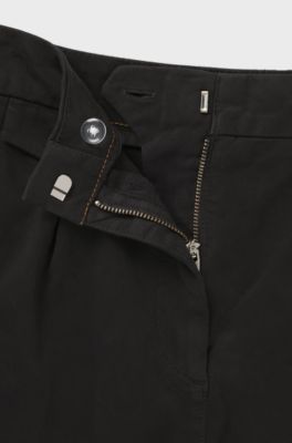 A-line shorts in peached stretch cotton, Black