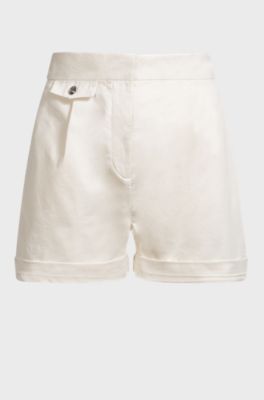 A-line shorts in peached stretch cotton, Natural
